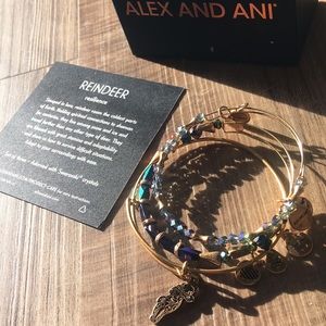 Alex and Ani Reindeer Set of 3 Rafaelian Gold